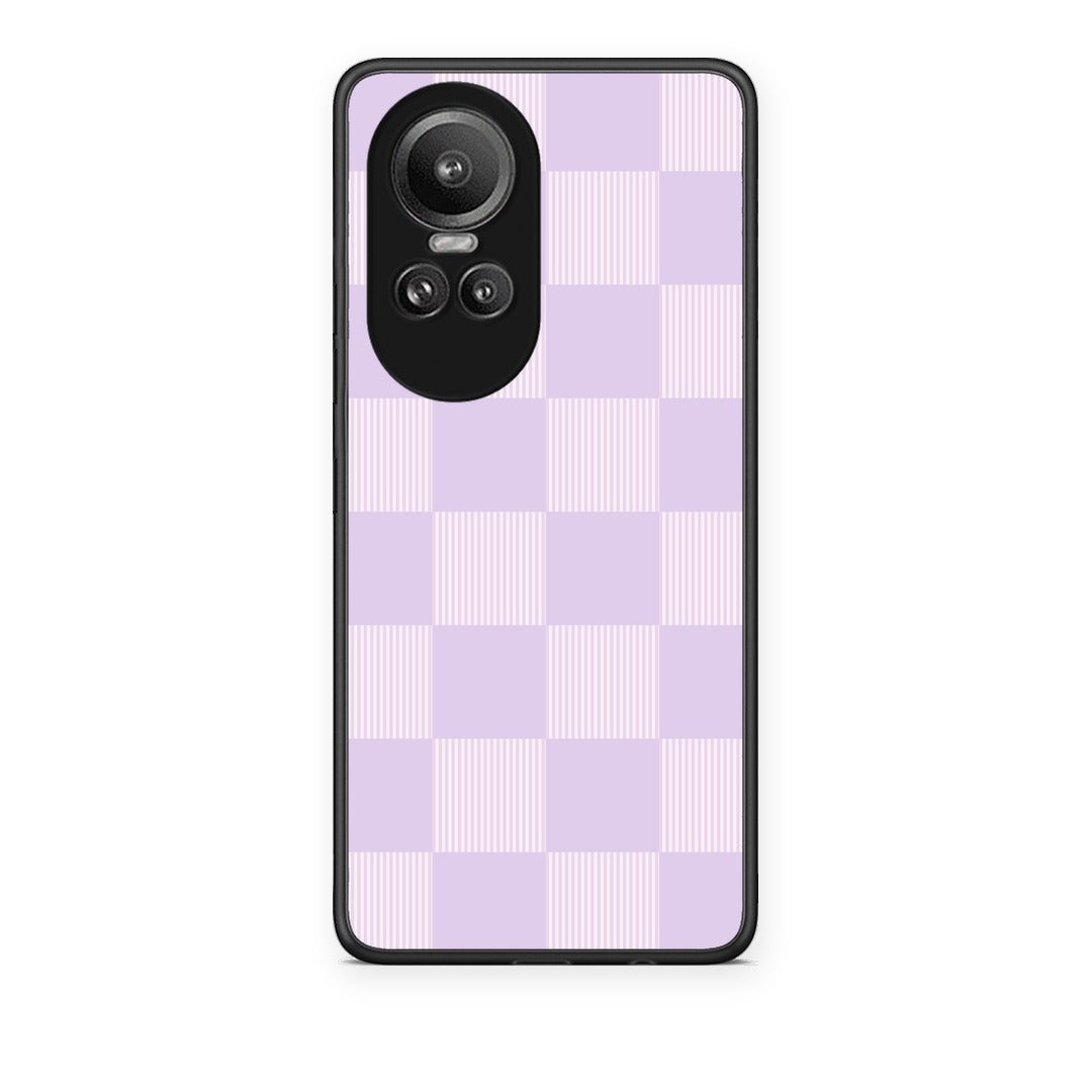 Θήκη Oppo Reno10 Pro Lilac and Cream Striped Checks από τη Smartfits με σχέδιο στο πίσω μέρος και μαύρο περίβλημα | Oppo Reno10 Pro Lilac and Cream Striped Checks case with colorful back and black bezels