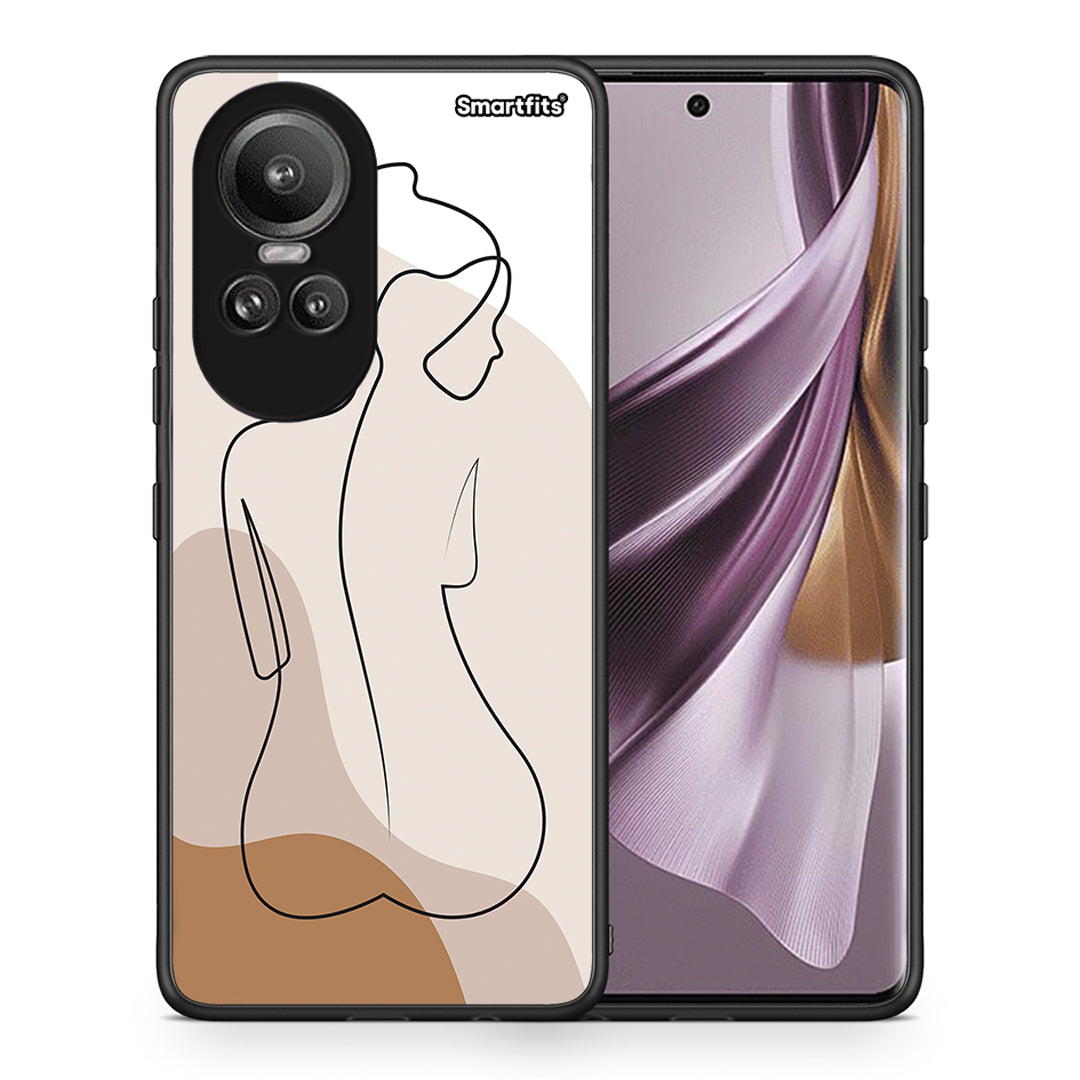 Θήκη Oppo Reno10 Pro LineArt Woman από τη Smartfits με σχέδιο στο πίσω μέρος και μαύρο περίβλημα | Oppo Reno10 Pro LineArt Woman case with colorful back and black bezels