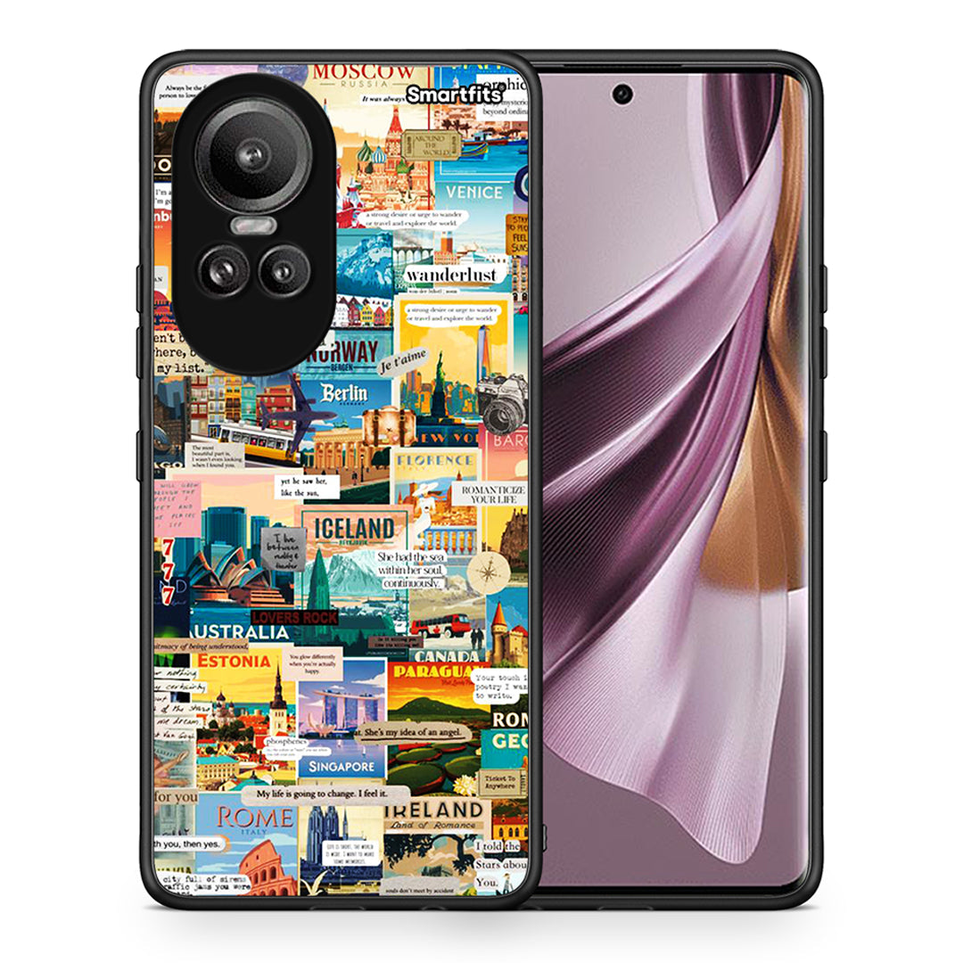 Θήκη Oppo Reno10 Pro Live To Travel από τη Smartfits με σχέδιο στο πίσω μέρος και μαύρο περίβλημα | Oppo Reno10 Pro Live To Travel case with colorful back and black bezels