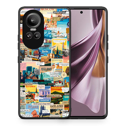 Θήκη Oppo Reno10 Pro Live To Travel από τη Smartfits με σχέδιο στο πίσω μέρος και μαύρο περίβλημα | Oppo Reno10 Pro Live To Travel case with colorful back and black bezels