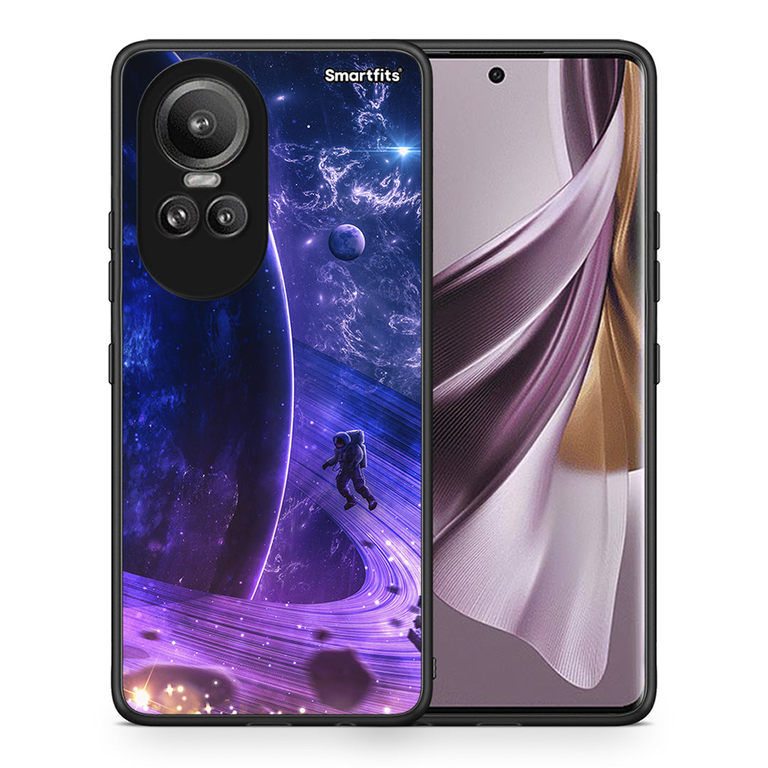 Θήκη Oppo Reno10 Pro Lost Astronaut από τη Smartfits με σχέδιο στο πίσω μέρος και μαύρο περίβλημα | Oppo Reno10 Pro Lost Astronaut case with colorful back and black bezels