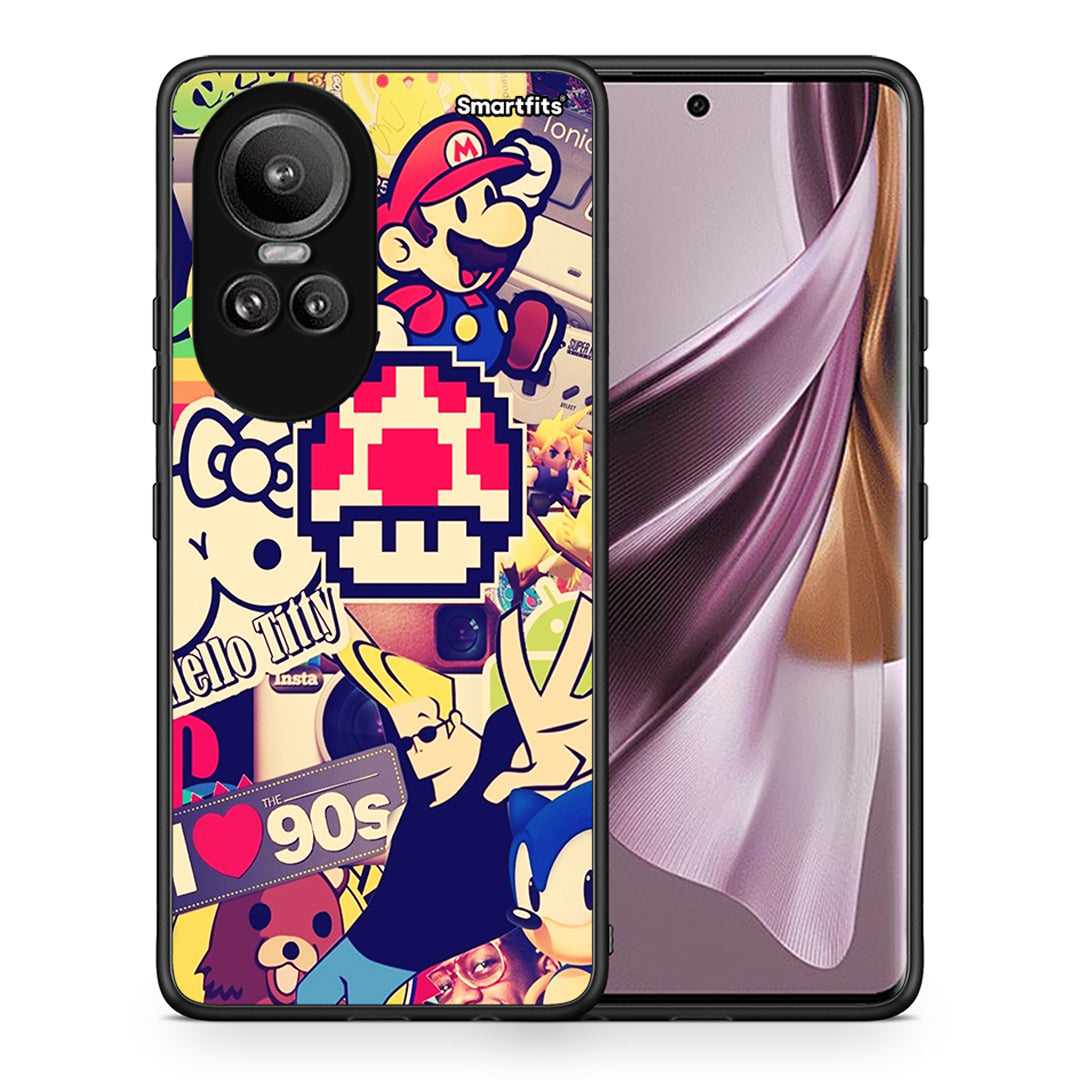 Θήκη Oppo Reno10 Pro Love The 90s από τη Smartfits με σχέδιο στο πίσω μέρος και μαύρο περίβλημα | Oppo Reno10 Pro Love The 90s case with colorful back and black bezels