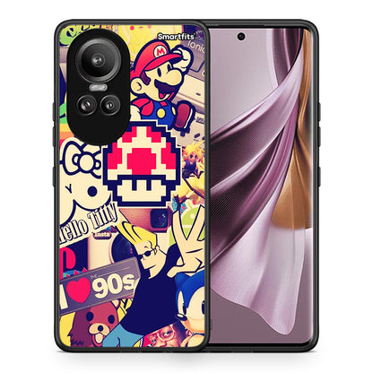 Θήκη Oppo Reno10 Pro Love The 90s από τη Smartfits με σχέδιο στο πίσω μέρος και μαύρο περίβλημα | Oppo Reno10 Pro Love The 90s case with colorful back and black bezels