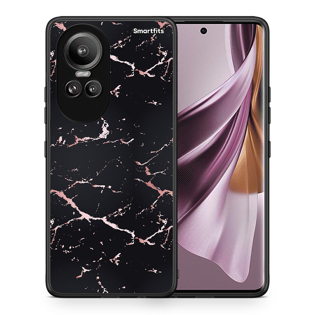 Θήκη Oppo Reno10 Pro Black Rosegold Marble από τη Smartfits με σχέδιο στο πίσω μέρος και μαύρο περίβλημα | Oppo Reno10 Pro Black Rosegold Marble case with colorful back and black bezels