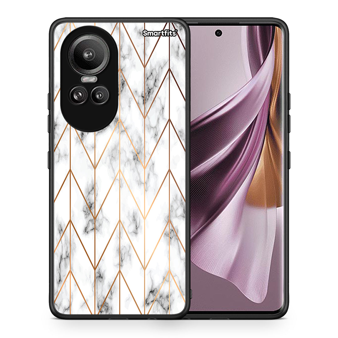 Θήκη Oppo Reno10 Pro Gold Geometric Marble από τη Smartfits με σχέδιο στο πίσω μέρος και μαύρο περίβλημα | Oppo Reno10 Pro Gold Geometric Marble case with colorful back and black bezels