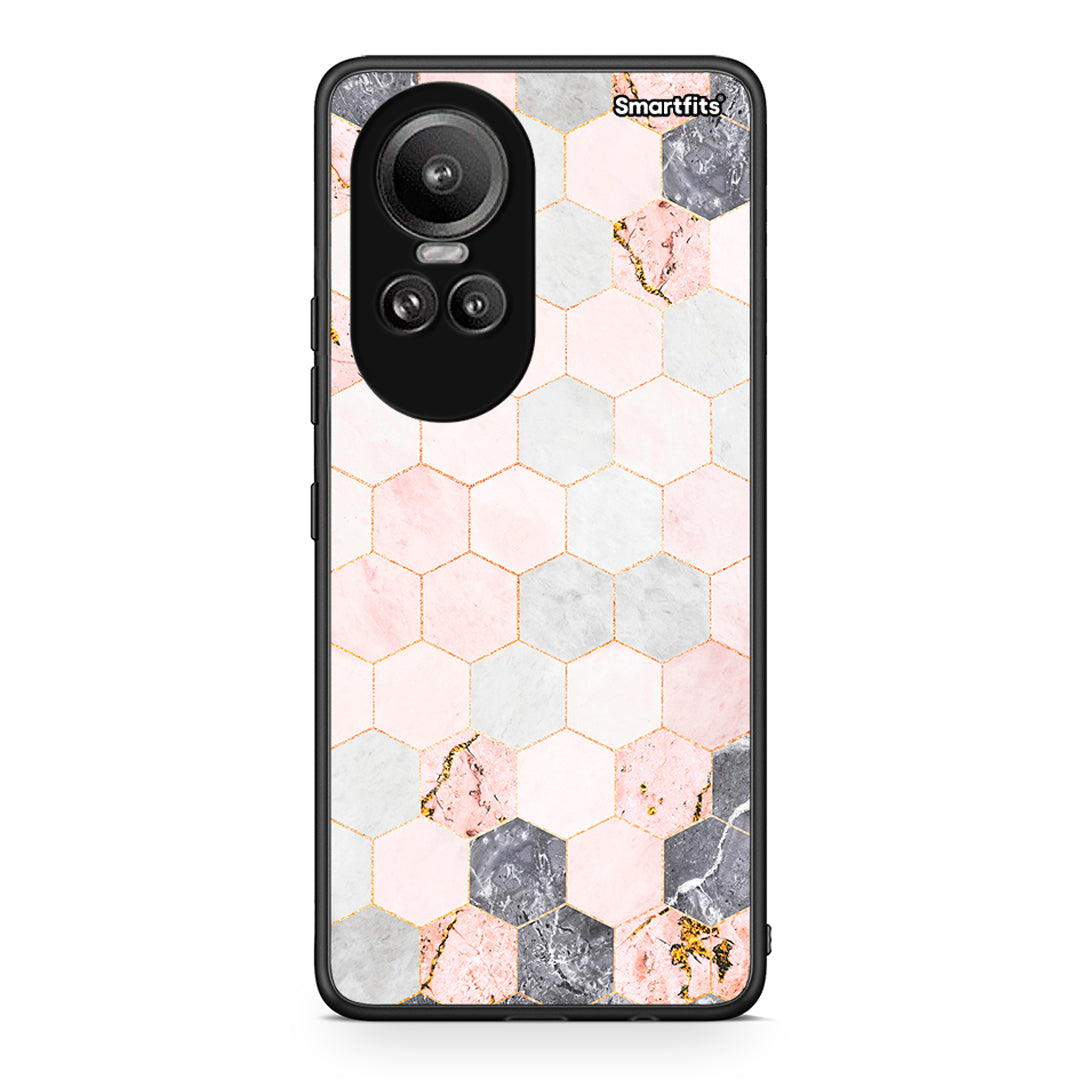 4 - Oppo Reno10 Pro Hexagon Pink Marble case, cover, bumper