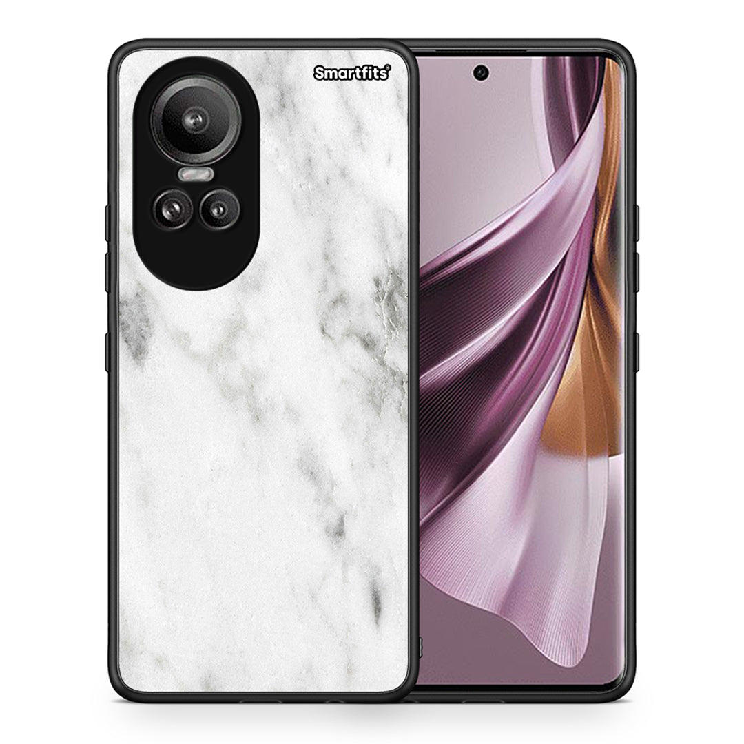 Θήκη Oppo Reno10 Pro White Marble από τη Smartfits με σχέδιο στο πίσω μέρος και μαύρο περίβλημα | Oppo Reno10 Pro White Marble case with colorful back and black bezels