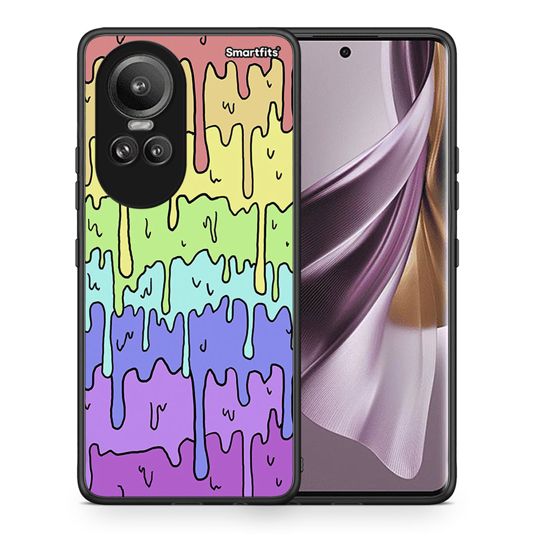 Θήκη Oppo Reno10 Pro Melting Rainbow από τη Smartfits με σχέδιο στο πίσω μέρος και μαύρο περίβλημα | Oppo Reno10 Pro Melting Rainbow case with colorful back and black bezels