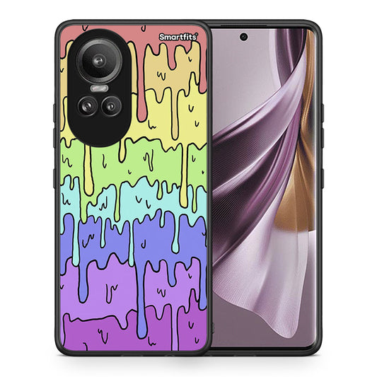 Θήκη Oppo Reno10 Pro Melting Rainbow από τη Smartfits με σχέδιο στο πίσω μέρος και μαύρο περίβλημα | Oppo Reno10 Pro Melting Rainbow case with colorful back and black bezels