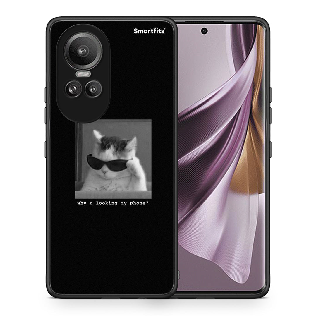 Θήκη Oppo Reno10 Pro Meme Cat από τη Smartfits με σχέδιο στο πίσω μέρος και μαύρο περίβλημα | Oppo Reno10 Pro Meme Cat case with colorful back and black bezels