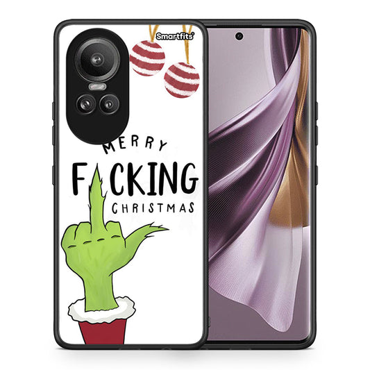 Θήκη Oppo Reno10 Pro Merry F Xmas από τη Smartfits με σχέδιο στο πίσω μέρος και μαύρο περίβλημα | Oppo Reno10 Pro Merry F Xmas case with colorful back and black bezels