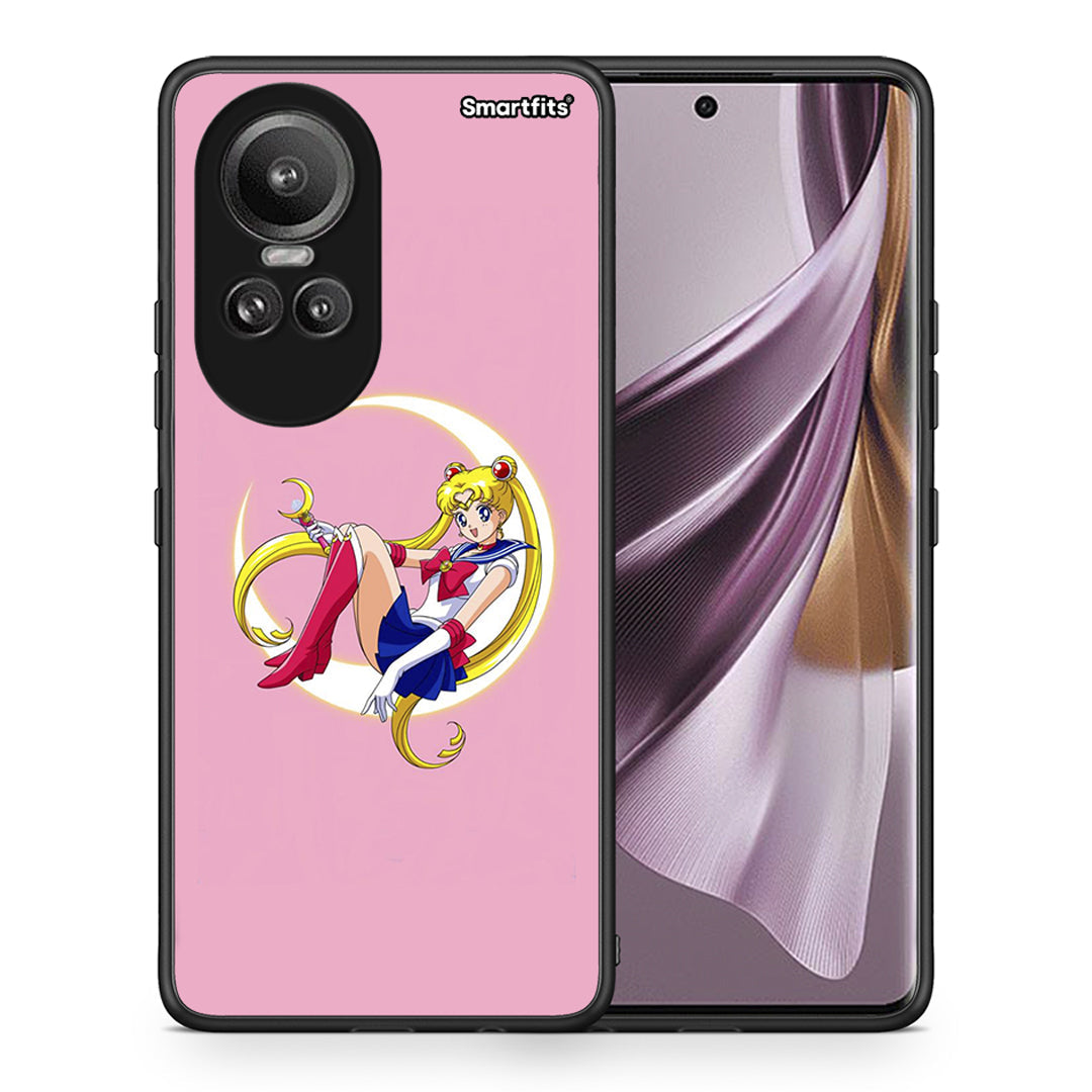 Θήκη Oppo Reno10 Pro Moon Girl από τη Smartfits με σχέδιο στο πίσω μέρος και μαύρο περίβλημα | Oppo Reno10 Pro Moon Girl case with colorful back and black bezels