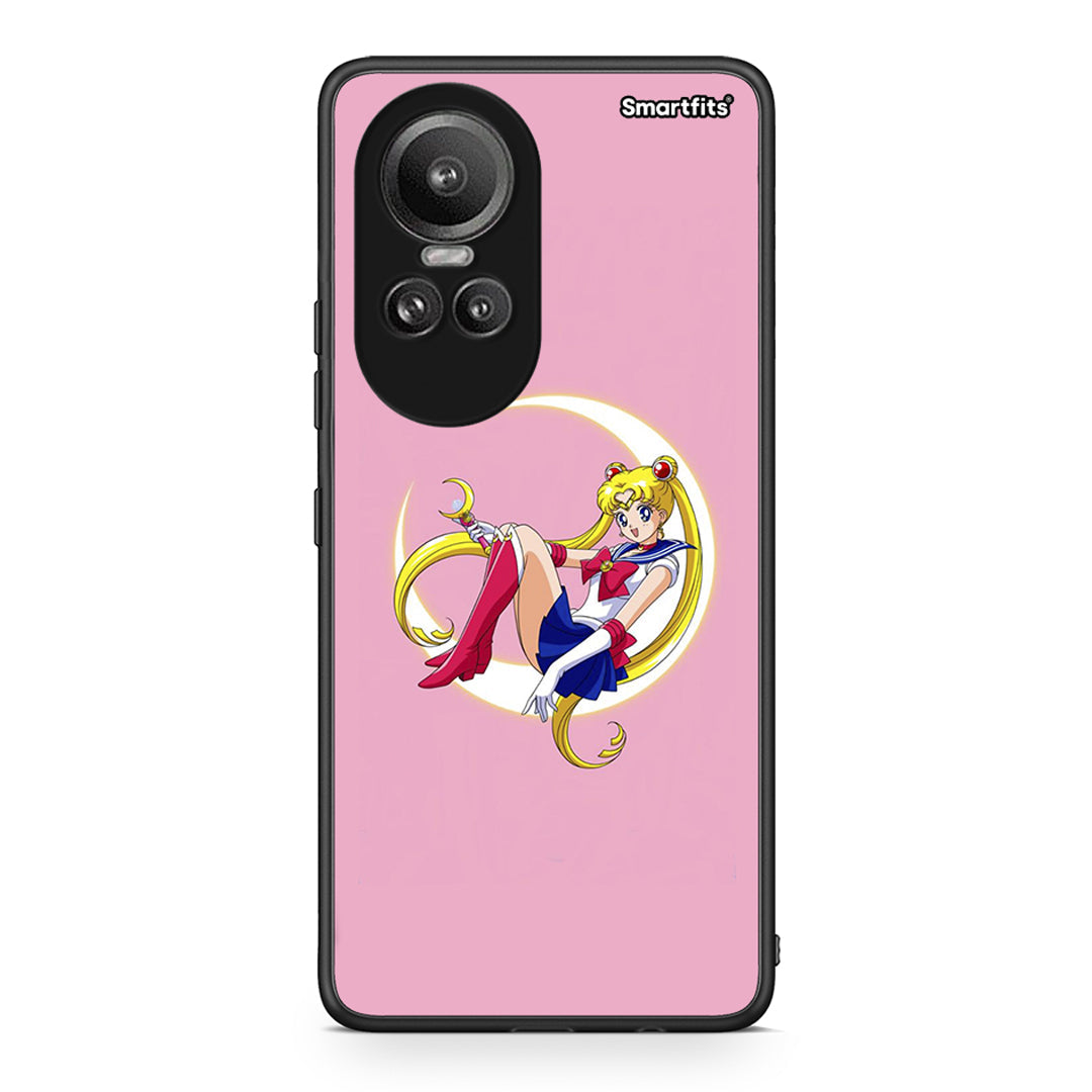Oppo Reno10 Pro Moon Girl θήκη από τη Smartfits με σχέδιο στο πίσω μέρος και μαύρο περίβλημα | Smartphone case with colorful back and black bezels by Smartfits
