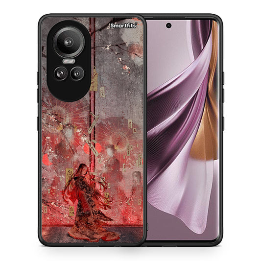 Θήκη Oppo Reno10 Pro Nezuko Kamado από τη Smartfits με σχέδιο στο πίσω μέρος και μαύρο περίβλημα | Oppo Reno10 Pro Nezuko Kamado case with colorful back and black bezels