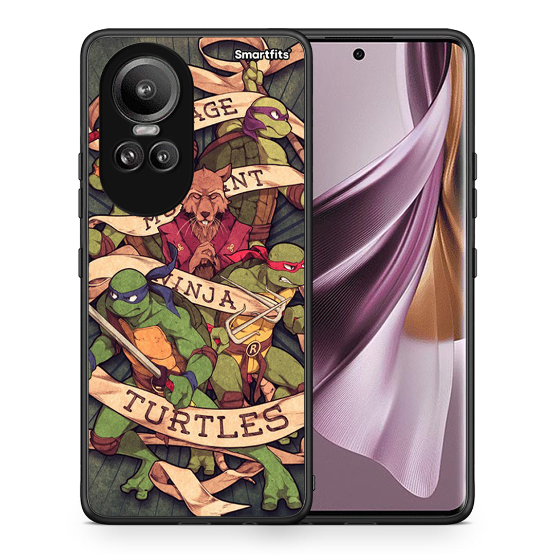 Θήκη Oppo Reno10 Pro Ninja Turtles από τη Smartfits με σχέδιο στο πίσω μέρος και μαύρο περίβλημα | Oppo Reno10 Pro Ninja Turtles case with colorful back and black bezels