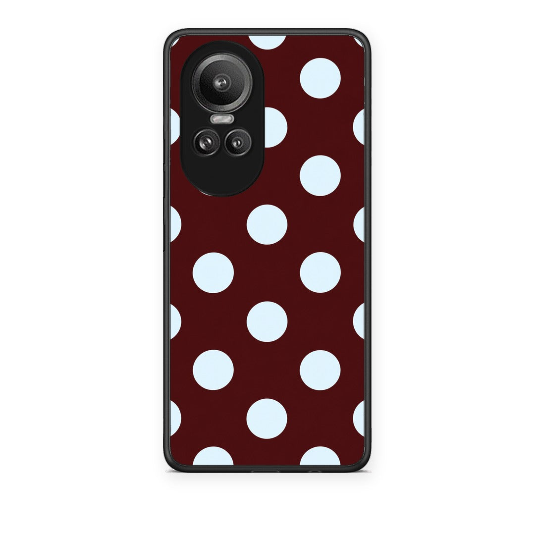 Θήκη Oppo Reno10 Pro Pale Blue Large Polka Dots on Burgundy από τη Smartfits με σχέδιο στο πίσω μέρος και μαύρο περίβλημα | Oppo Reno10 Pro Pale Blue Large Polka Dots on Burgundy case with colorful back and black bezels