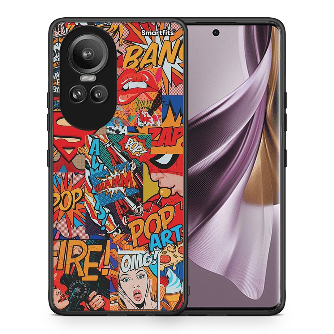 Θήκη Oppo Reno10 Pro PopArt OMG από τη Smartfits με σχέδιο στο πίσω μέρος και μαύρο περίβλημα | Oppo Reno10 Pro PopArt OMG case with colorful back and black bezels