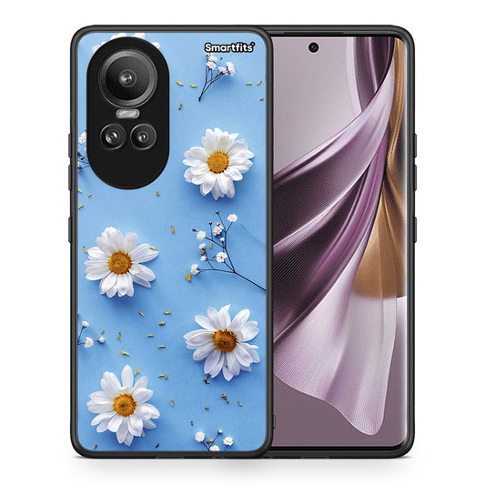 Θήκη Oppo Reno10 Pro Real Daisies από τη Smartfits με σχέδιο στο πίσω μέρος και μαύρο περίβλημα | Oppo Reno10 Pro Real Daisies case with colorful back and black bezels