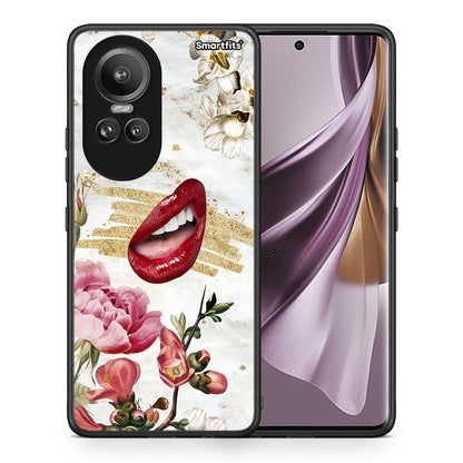 Θήκη Oppo Reno10 Pro Red Lips από τη Smartfits με σχέδιο στο πίσω μέρος και μαύρο περίβλημα | Oppo Reno10 Pro Red Lips case with colorful back and black bezels