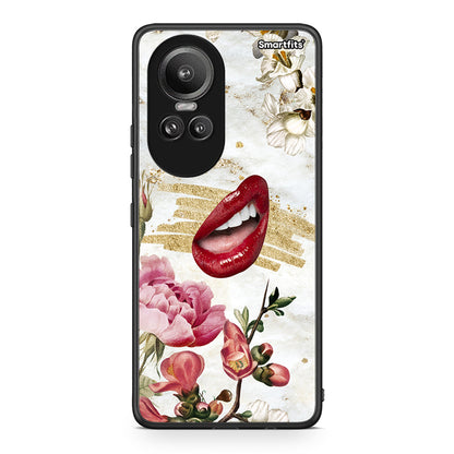 Oppo Reno10 Pro Red Lips θήκη από τη Smartfits με σχέδιο στο πίσω μέρος και μαύρο περίβλημα | Smartphone case with colorful back and black bezels by Smartfits