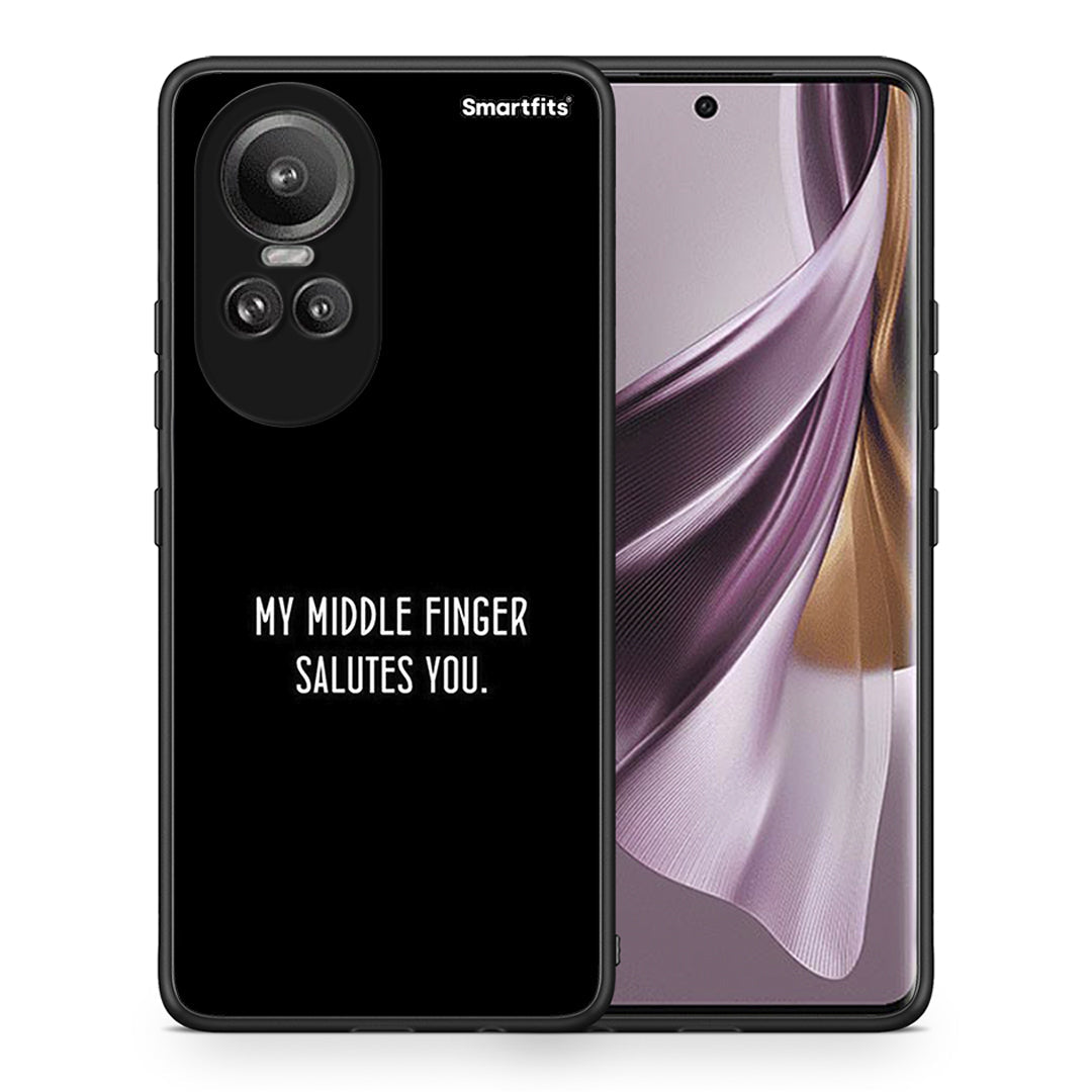 Θήκη Oppo Reno10 Pro Salute από τη Smartfits με σχέδιο στο πίσω μέρος και μαύρο περίβλημα | Oppo Reno10 Pro Salute case with colorful back and black bezels