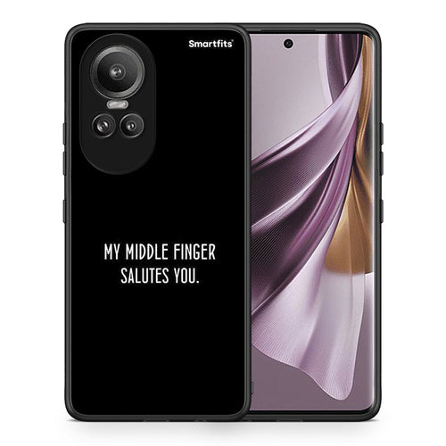 Θήκη Oppo Reno10 Pro Salute από τη Smartfits με σχέδιο στο πίσω μέρος και μαύρο περίβλημα | Oppo Reno10 Pro Salute case with colorful back and black bezels