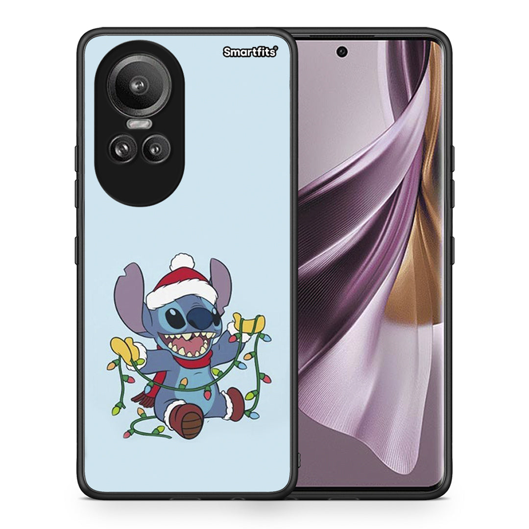 Θήκη Oppo Reno10 Pro Santa Stich από τη Smartfits με σχέδιο στο πίσω μέρος και μαύρο περίβλημα | Oppo Reno10 Pro Santa Stich case with colorful back and black bezels