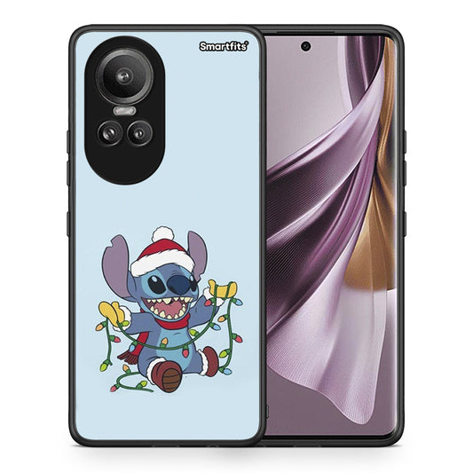 Θήκη Oppo Reno10 Pro Santa Stich από τη Smartfits με σχέδιο στο πίσω μέρος και μαύρο περίβλημα | Oppo Reno10 Pro Santa Stich case with colorful back and black bezels