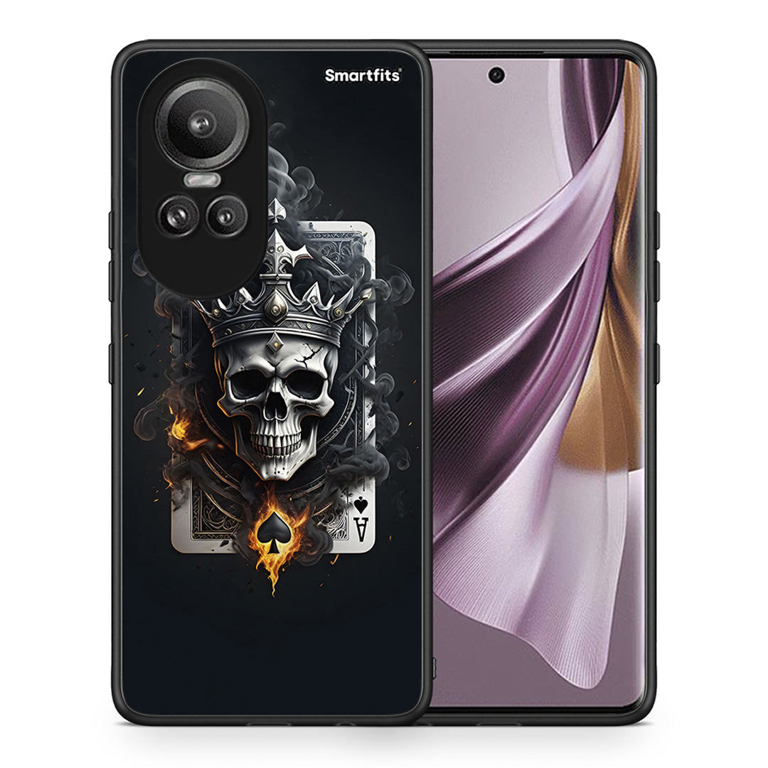 Θήκη Oppo Reno10 Pro Skull King Ace από τη Smartfits με σχέδιο στο πίσω μέρος και μαύρο περίβλημα | Oppo Reno10 Pro Skull King Ace case with colorful back and black bezels