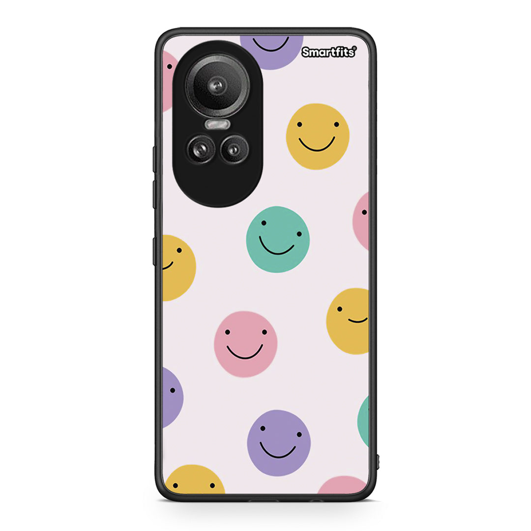 Oppo Reno10 Pro Smiley Faces θήκη από τη Smartfits με σχέδιο στο πίσω μέρος και μαύρο περίβλημα | Smartphone case with colorful back and black bezels by Smartfits