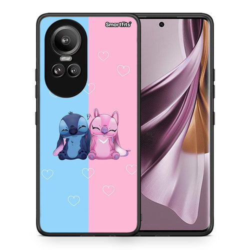 Θήκη Oppo Reno10 Pro Stitch And Angel από τη Smartfits με σχέδιο στο πίσω μέρος και μαύρο περίβλημα | Oppo Reno10 Pro Stitch And Angel case with colorful back and black bezels