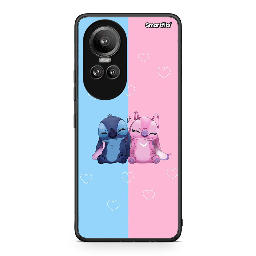 Oppo Reno10 Pro Stitch And Angel θήκη από τη Smartfits με σχέδιο στο πίσω μέρος και μαύρο περίβλημα | Smartphone case with colorful back and black bezels by Smartfits