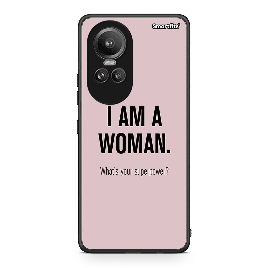 Oppo Reno10 Pro Superpower Woman θήκη από τη Smartfits με σχέδιο στο πίσω μέρος και μαύρο περίβλημα | Smartphone case with colorful back and black bezels by Smartfits