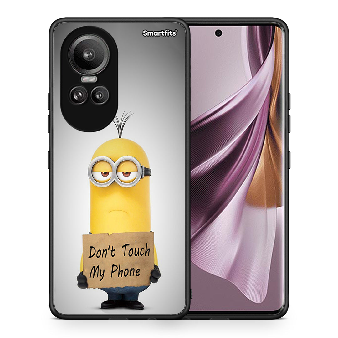 Θήκη Oppo Reno10 Pro Minion Text από τη Smartfits με σχέδιο στο πίσω μέρος και μαύρο περίβλημα | Oppo Reno10 Pro Minion Text case with colorful back and black bezels