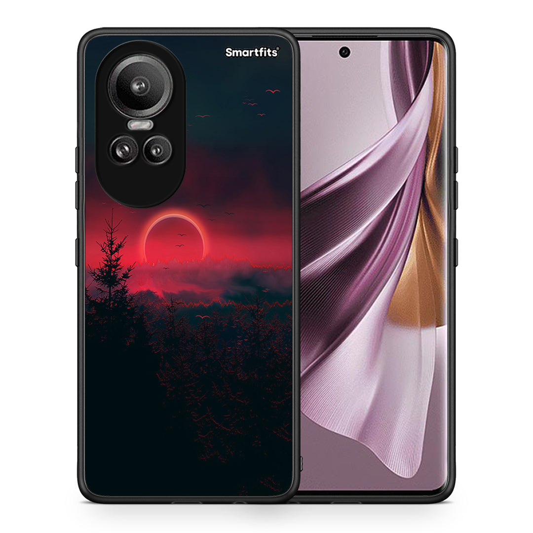Θήκη Oppo Reno10 Pro Sunset Tropic από τη Smartfits με σχέδιο στο πίσω μέρος και μαύρο περίβλημα | Oppo Reno10 Pro Sunset Tropic case with colorful back and black bezels