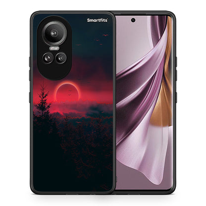 Θήκη Oppo Reno10 Pro Sunset Tropic από τη Smartfits με σχέδιο στο πίσω μέρος και μαύρο περίβλημα | Oppo Reno10 Pro Sunset Tropic case with colorful back and black bezels