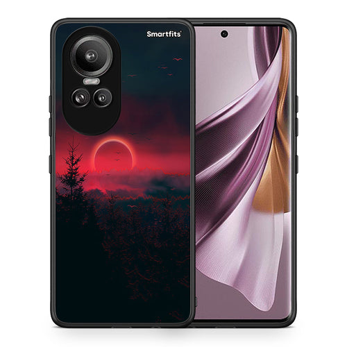 Θήκη Oppo Reno10 Pro Sunset Tropic από τη Smartfits με σχέδιο στο πίσω μέρος και μαύρο περίβλημα | Oppo Reno10 Pro Sunset Tropic case with colorful back and black bezels
