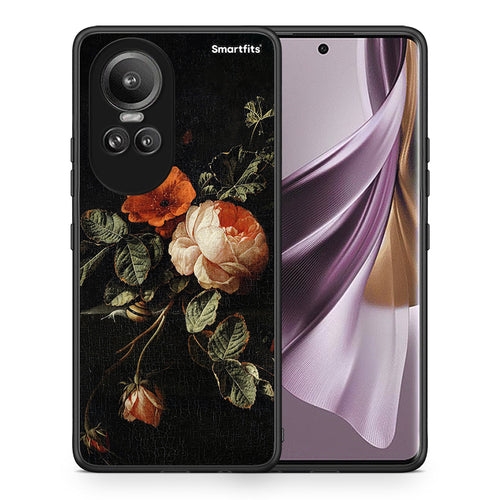 Θήκη Oppo Reno10 Pro Vintage Roses από τη Smartfits με σχέδιο στο πίσω μέρος και μαύρο περίβλημα | Oppo Reno10 Pro Vintage Roses case with colorful back and black bezels