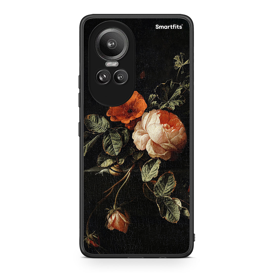 Oppo Reno10 Pro Vintage Roses θήκη από τη Smartfits με σχέδιο στο πίσω μέρος και μαύρο περίβλημα | Smartphone case with colorful back and black bezels by Smartfits