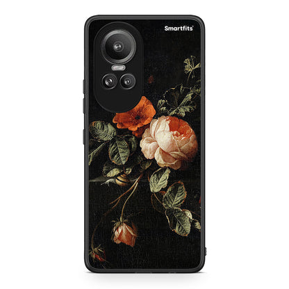 Oppo Reno10 Pro Vintage Roses θήκη από τη Smartfits με σχέδιο στο πίσω μέρος και μαύρο περίβλημα | Smartphone case with colorful back and black bezels by Smartfits