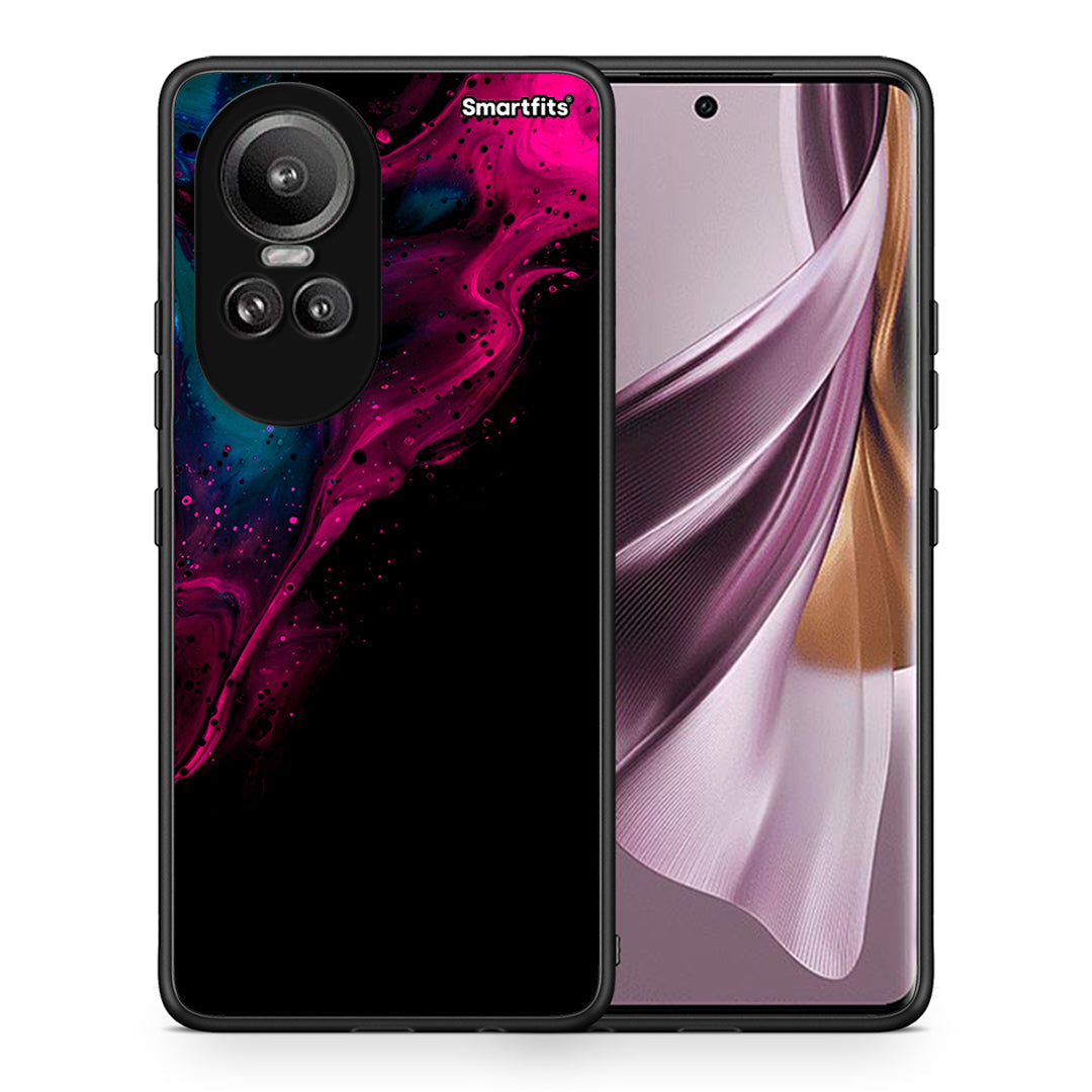 Θήκη Oppo Reno10 Pro Pink Black Watercolor από τη Smartfits με σχέδιο στο πίσω μέρος και μαύρο περίβλημα | Oppo Reno10 Pro Pink Black Watercolor case with colorful back and black bezels
