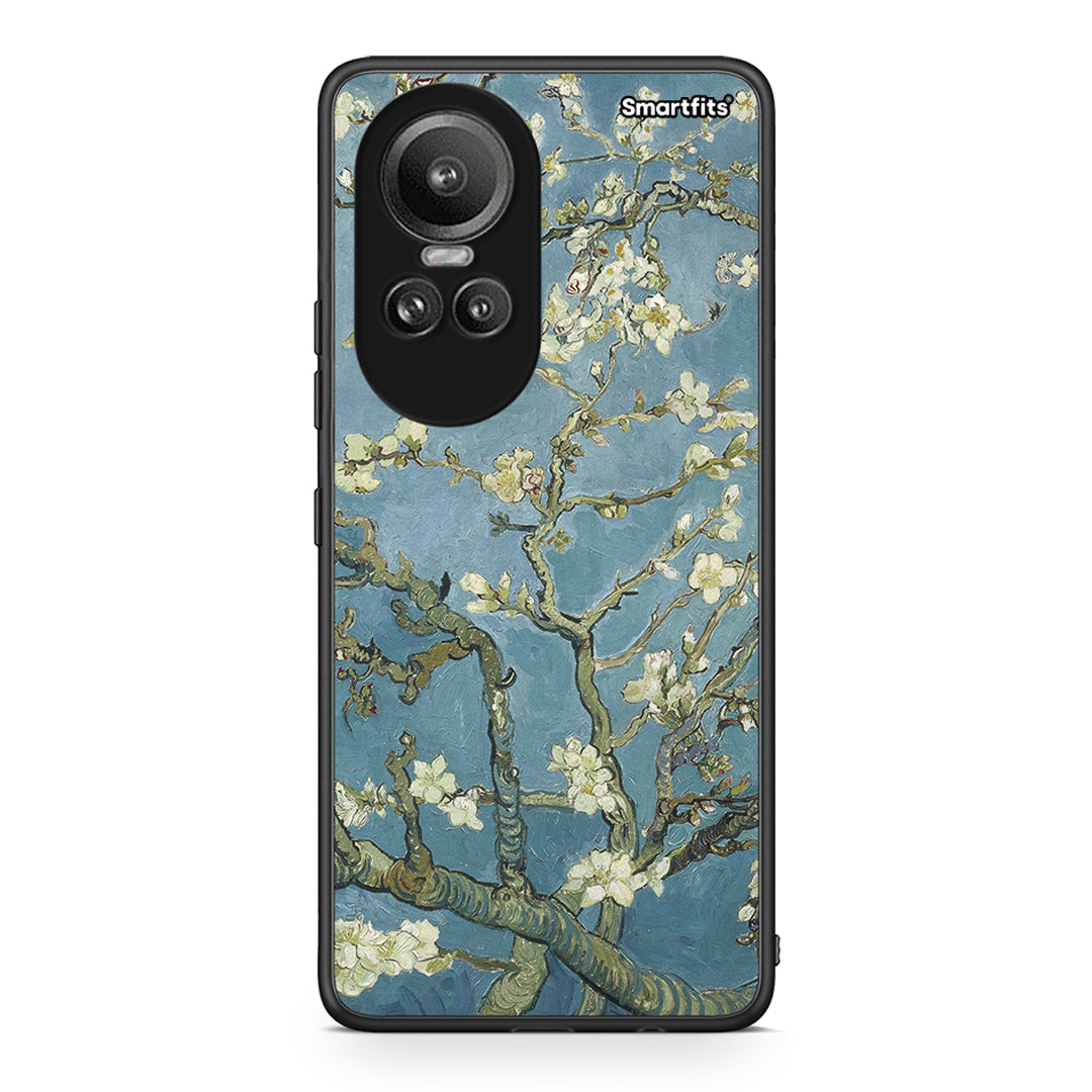 Oppo Reno10 Pro White Blossoms θήκη από τη Smartfits με σχέδιο στο πίσω μέρος και μαύρο περίβλημα | Smartphone case with colorful back and black bezels by Smartfits