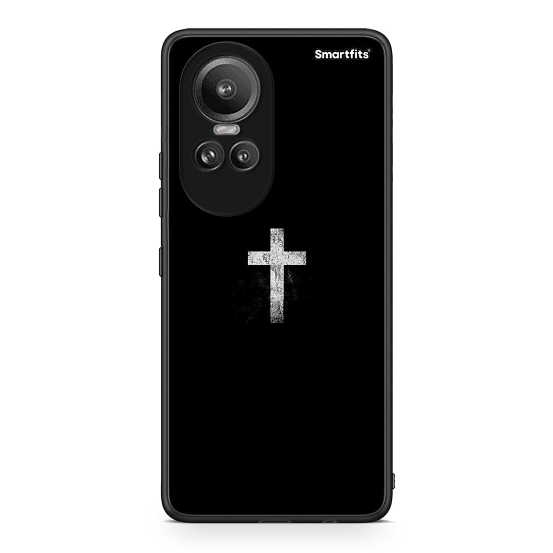 Oppo Reno10 Pro White Cross θήκη από τη Smartfits με σχέδιο στο πίσω μέρος και μαύρο περίβλημα | Smartphone case with colorful back and black bezels by Smartfits