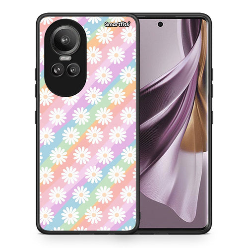 Θήκη Oppo Reno10 Pro White Daisies από τη Smartfits με σχέδιο στο πίσω μέρος και μαύρο περίβλημα | Oppo Reno10 Pro White Daisies case with colorful back and black bezels