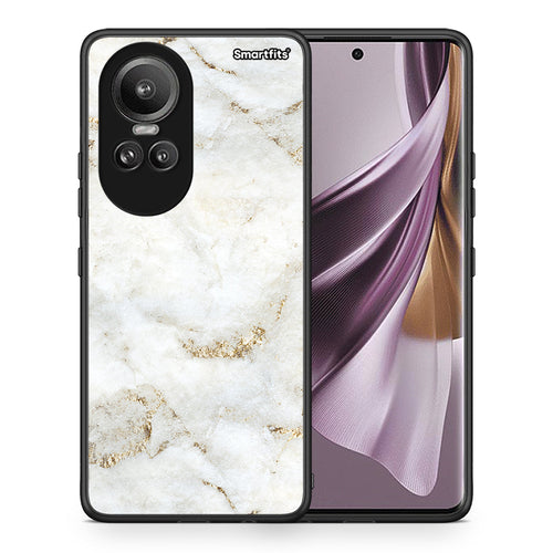 Θήκη Oppo Reno10 Pro White Gold Marble από τη Smartfits με σχέδιο στο πίσω μέρος και μαύρο περίβλημα | Oppo Reno10 Pro White Gold Marble case with colorful back and black bezels