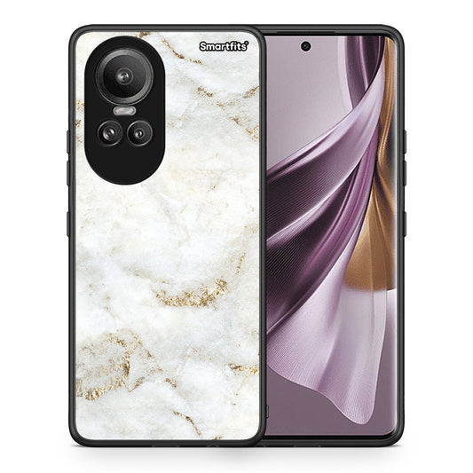 Θήκη Oppo Reno10 Pro White Gold Marble από τη Smartfits με σχέδιο στο πίσω μέρος και μαύρο περίβλημα | Oppo Reno10 Pro White Gold Marble case with colorful back and black bezels
