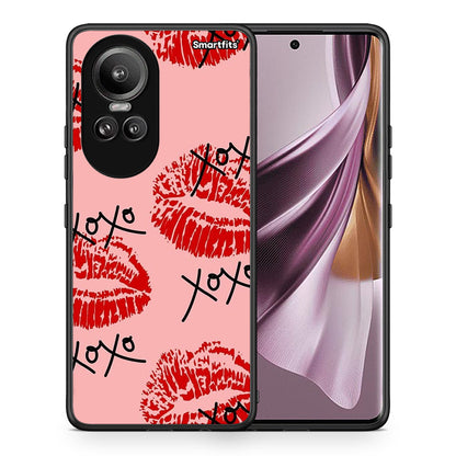 Θήκη Oppo Reno10 Pro XOXO Lips από τη Smartfits με σχέδιο στο πίσω μέρος και μαύρο περίβλημα | Oppo Reno10 Pro XOXO Lips case with colorful back and black bezels