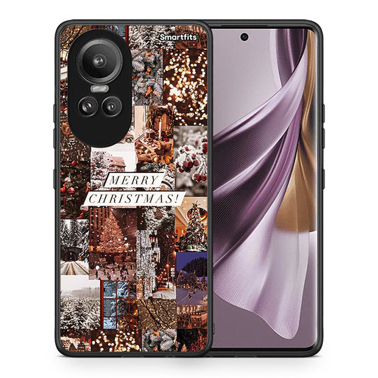 Θήκη Oppo Reno10 Pro Xmas Collage από τη Smartfits με σχέδιο στο πίσω μέρος και μαύρο περίβλημα | Oppo Reno10 Pro Xmas Collage case with colorful back and black bezels