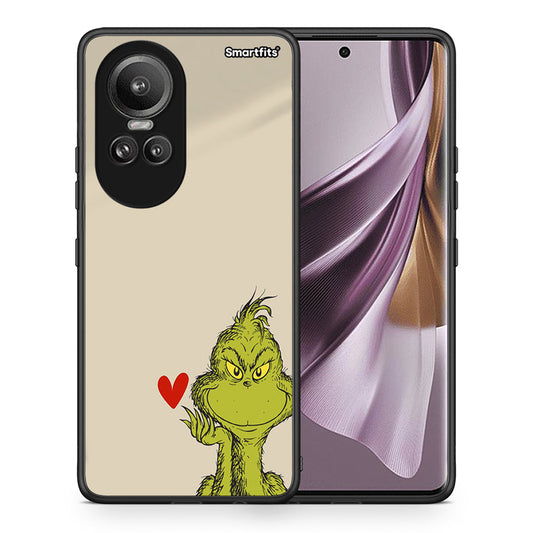 Θήκη Oppo Reno10 Pro Xmas Grinch από τη Smartfits με σχέδιο στο πίσω μέρος και μαύρο περίβλημα | Oppo Reno10 Pro Xmas Grinch case with colorful back and black bezels