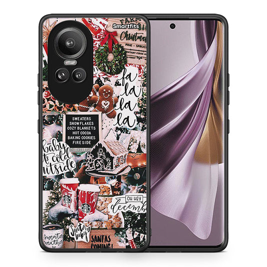 Θήκη Oppo Reno10 Pro Xmas Habbits από τη Smartfits με σχέδιο στο πίσω μέρος και μαύρο περίβλημα | Oppo Reno10 Pro Xmas Habbits case with colorful back and black bezels